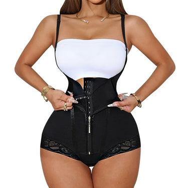 Lace Front Zipper Open Bust Hip Lift Body Shaper